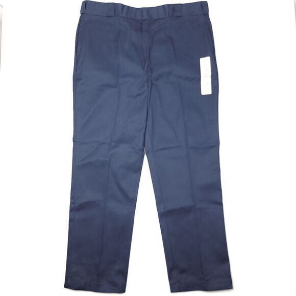 Vintage NWT Dickies 874 Twill Work Pants 42x32 Blue Stain Release 14" Rise - Picture 1 of 7